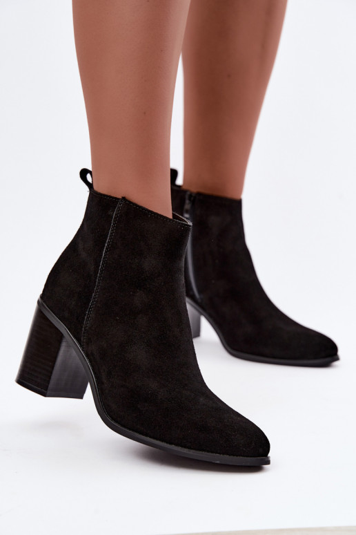 Peau en daim Bottes avec chauffage à l intérieur Sergio Leone BT-49-S couleur noire