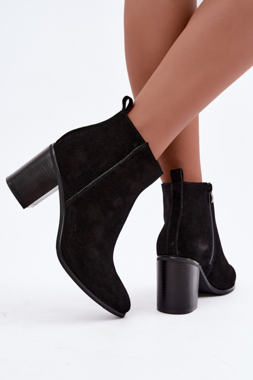 Peau en daim Bottes avec chauffage à l intérieur Sergio Leone BT-49-S couleur noire