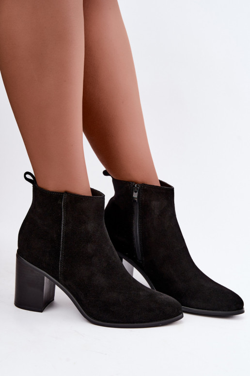 Peau en daim Bottes avec chauffage à l intérieur Sergio Leone BT-49-S couleur noire