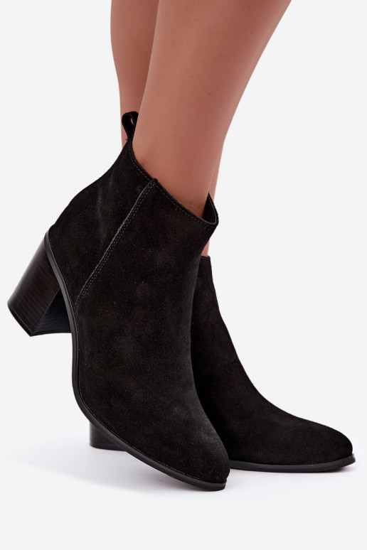 Peau en daim Bottes avec chauffage à l intérieur Sergio Leone BT-49-S couleur noire