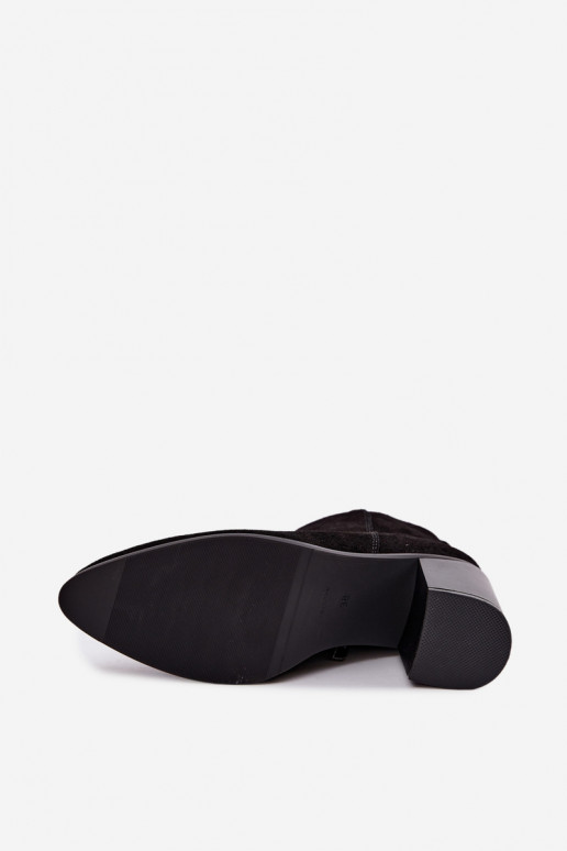 Peau en daim Bottes avec chauffage à l intérieur Sergio Leone BT-49-S couleur noire