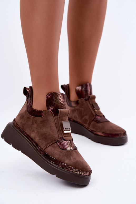 Bruine suède laarzen met platform T.Sokolski KEN-J26-419