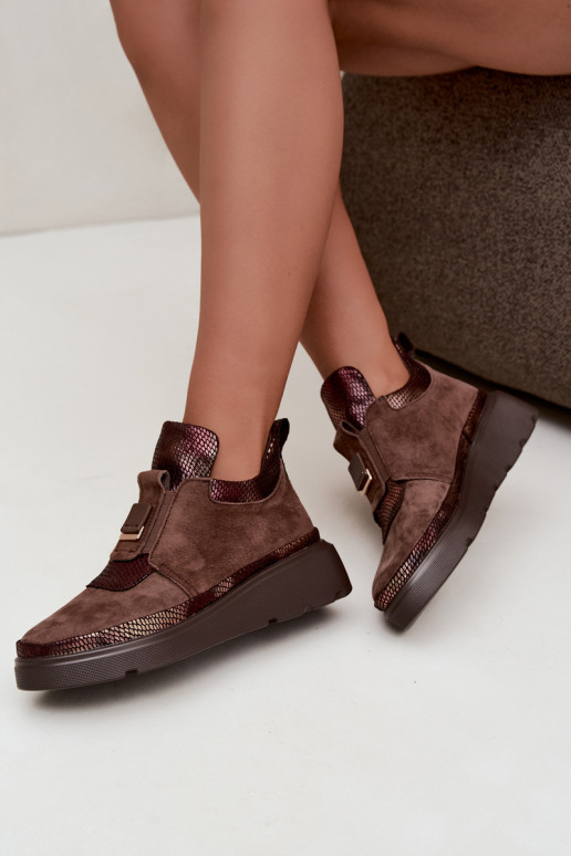 Bottes en daim brunes avec plateforme T.Sokolski KEN-J26-419