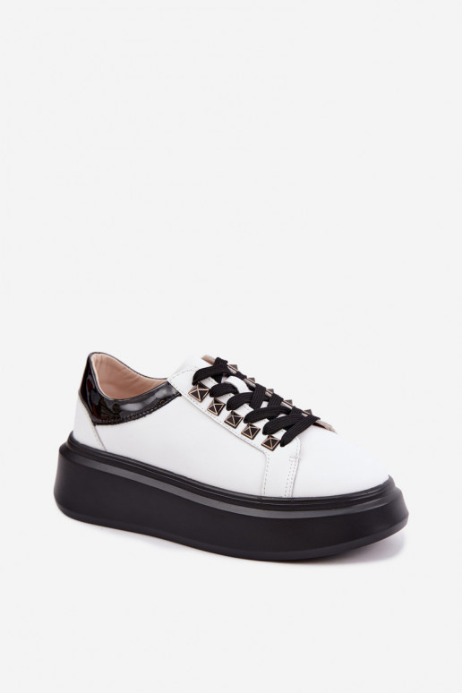 Baskets en cuir noires et blanches avec clous Artiker 55C0401