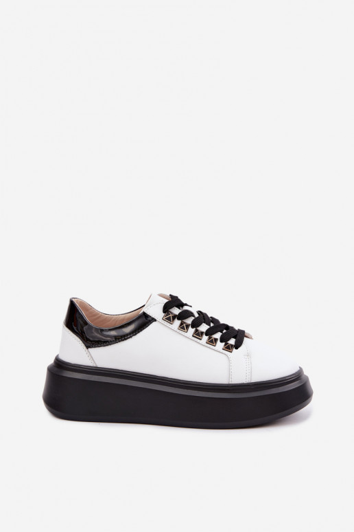 Baskets en cuir noires et blanches avec clous Artiker 55C0401