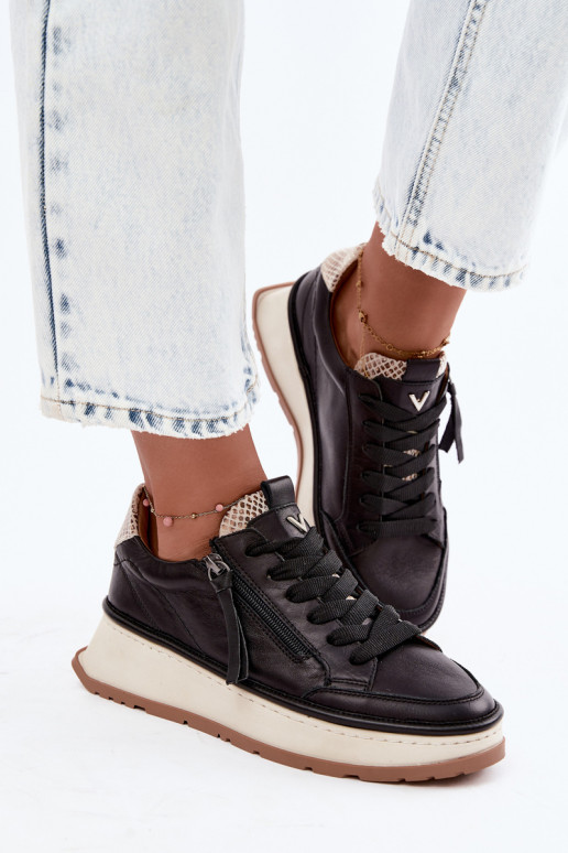 Peau chaussures Chaussures modèle baskets avec une plateforme Artiker 55C0624 couleur noire