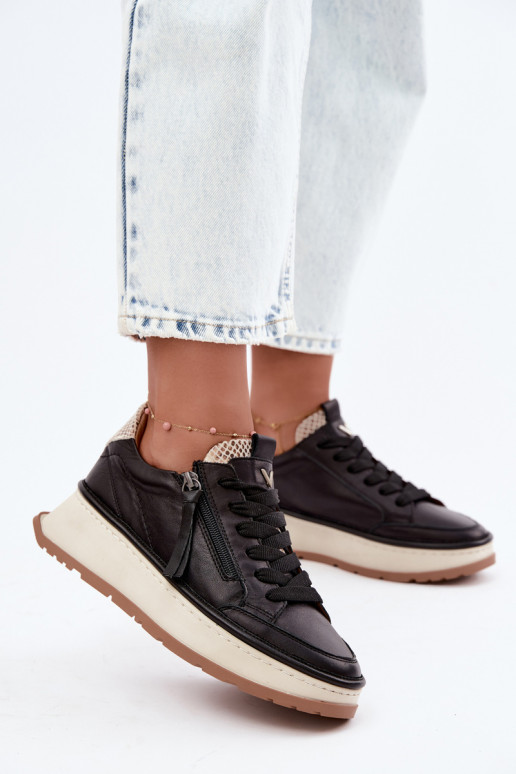 Peau chaussures Chaussures modèle baskets avec une plateforme Artiker 55C0624 couleur noire