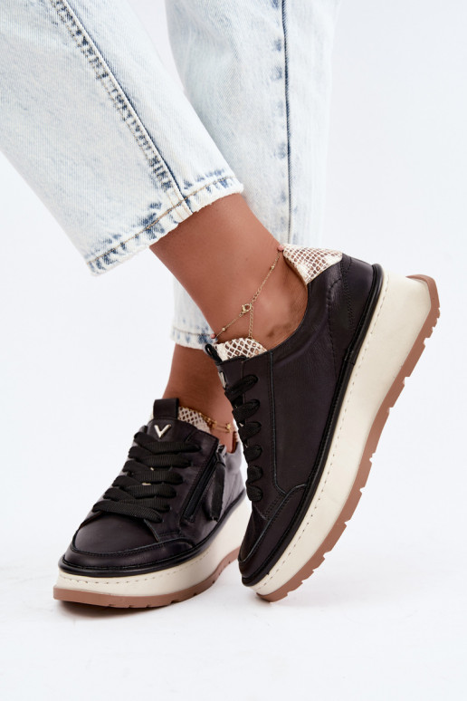 Peau chaussures Chaussures modèle baskets avec une plateforme Artiker 55C0624 couleur noire