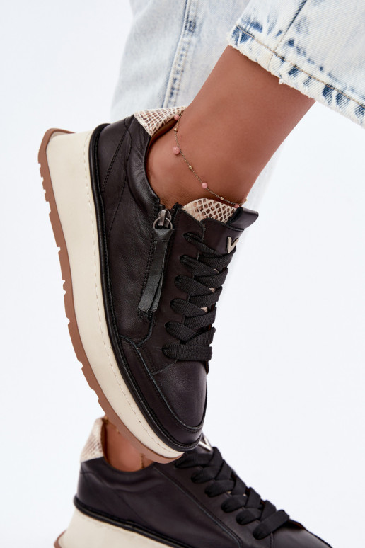 Peau chaussures Chaussures modèle baskets avec une plateforme Artiker 55C0624 couleur noire