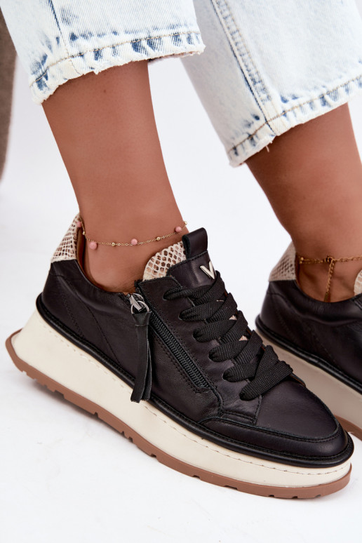 Peau chaussures Chaussures modèle baskets avec une plateforme Artiker 55C0624 couleur noire
