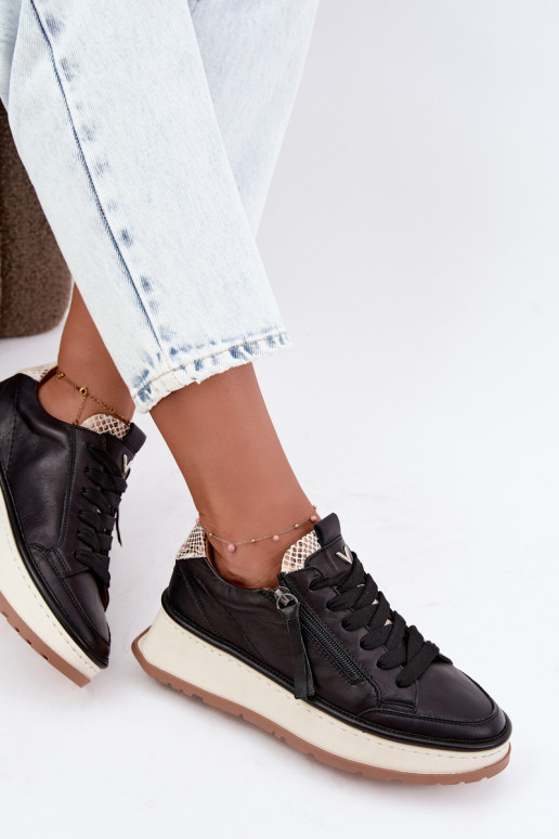 Peau chaussures Chaussures modèle baskets avec une plateforme Artiker 55C0624 couleur noire