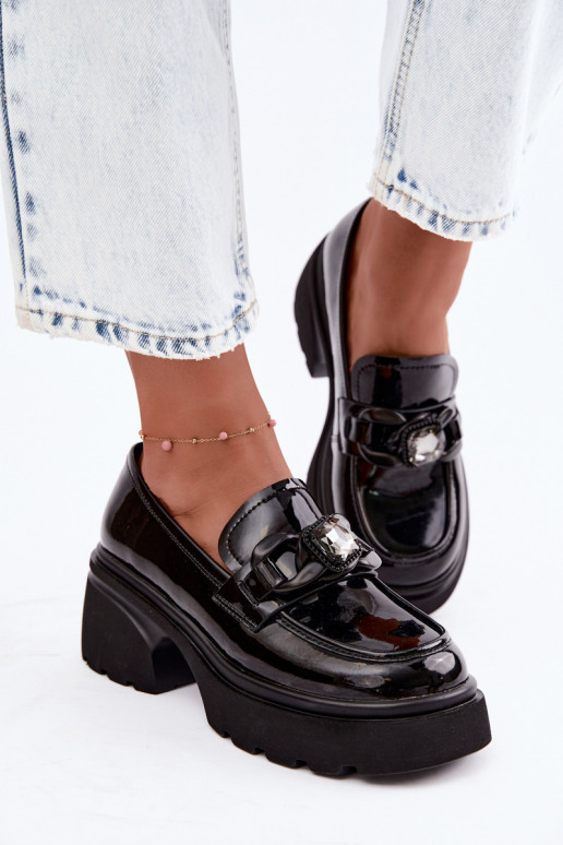 avec effet vernis Peau chaussures avec des ornements Artiker 55C1069 couleur noire