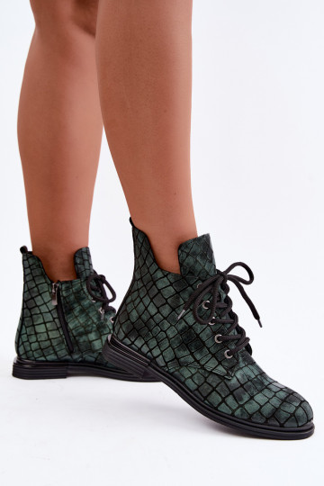 Peau Bottes pour femmes réchauffer avec des talons larges Artiker 55C1325 couleur verte 2
