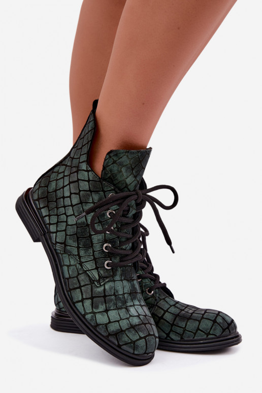 Peau Bottes pour femmes réchauffer avec des talons larges Artiker 55C1325 couleur verte