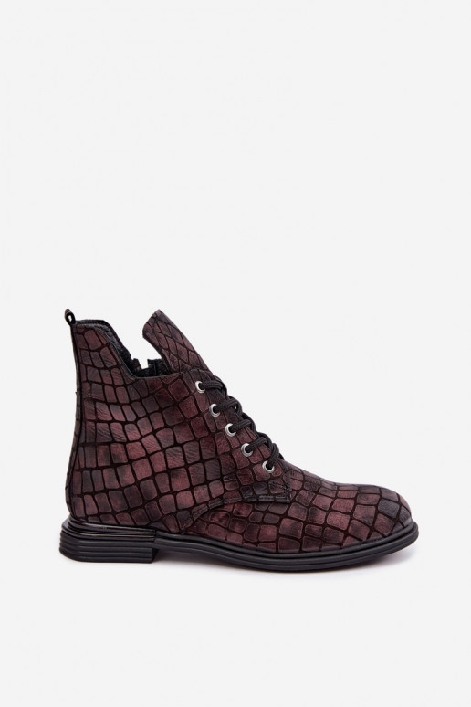 Peau Bottes pour femmes réchauffer avec des talons larges Artiker 55C1327 Bourgogne