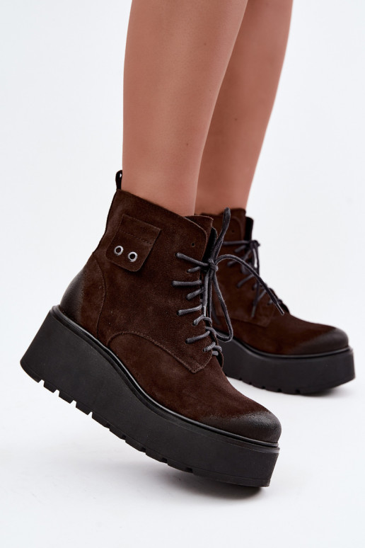 Zazoo 60499 en daim Féminin Bottes avec une plateforme I Koturnie réchauffer CzekoladoÀe