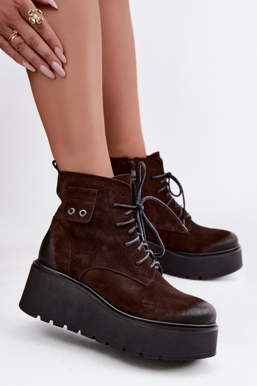 Zazoo 60499 en daim Féminin Bottes avec une plateforme I Koturnie réchauffer CzekoladoÀe