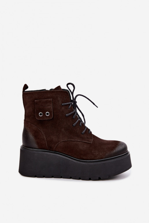 Zazoo 60499 aus INildleder Feminin Stiefel mit einer Plattform I Koturnie sich Zuarm laufen CzekoladoZue