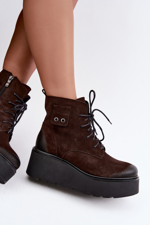 Zazoo 60499 en daim Féminin Bottes avec une plateforme I Koturnie réchauffer CzekoladoÀe