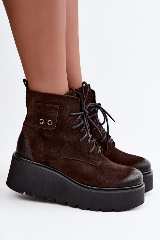 Zazoo 60499 en daim Féminin Bottes avec une plateforme I Koturnie réchauffer CzekoladoÀe