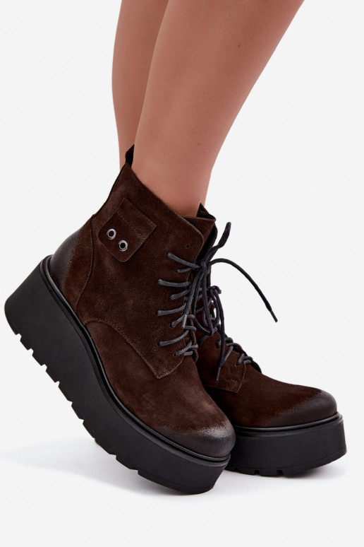 Zazoo 60499 aus INildleder Feminin Stiefel mit einer Plattform I Koturnie sich Zuarm laufen CzekoladoZue