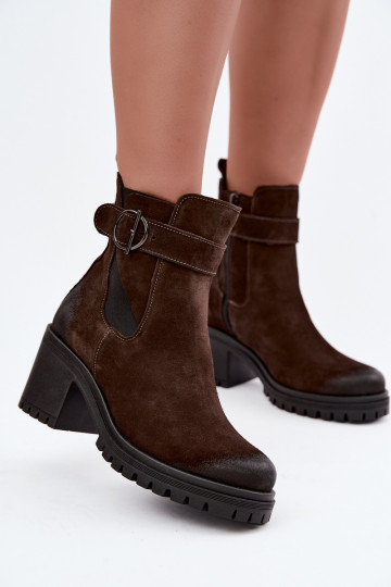 Leer Suede schoenen Dames met hakken opInarmen Zazoo 60601 CzekoladoIne 2