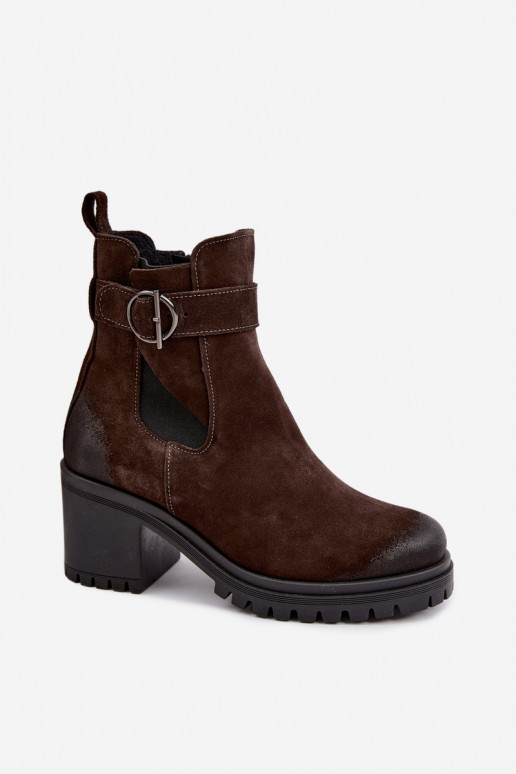Leer Suede schoenen Dames met hakken opInarmen Zazoo 60601 CzekoladoIne