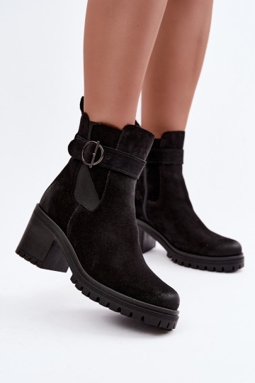 Peau Chaussures en daim Féminin avec des talons réchauffer Zazoo 60601 couleur noire