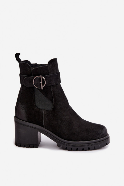 Peau Chaussures en daim Féminin avec des talons réchauffer Zazoo 60601 couleur noire