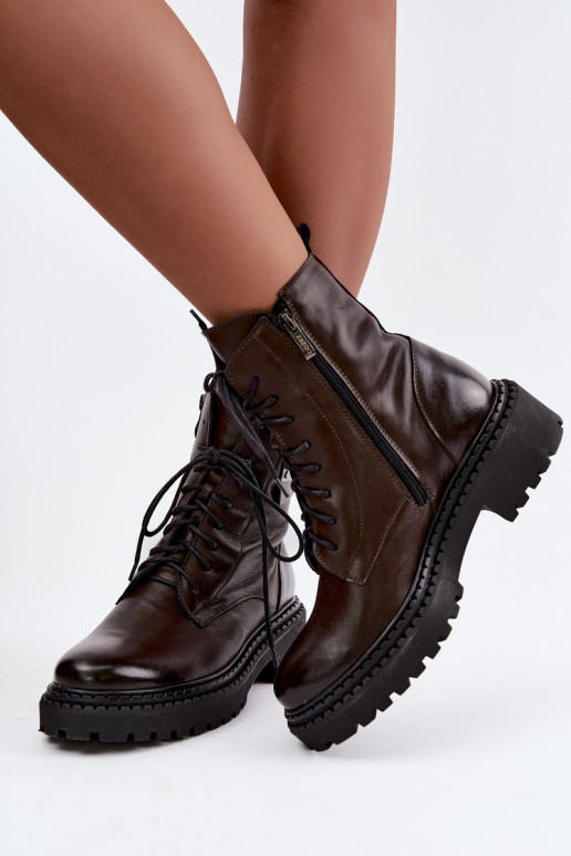 Peau Bottes réchauffer Féminin Avec des décorations Detalem Zazoo 60574 CzekoladoÀe
