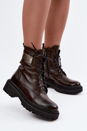 Peau Bottes réchauffer Féminin Avec des décorations Detalem Zazoo 60574 CzekoladoÀe 2