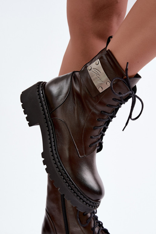 Peau Bottes réchauffer Féminin Avec des décorations Detalem Zazoo 60574 CzekoladoÀe