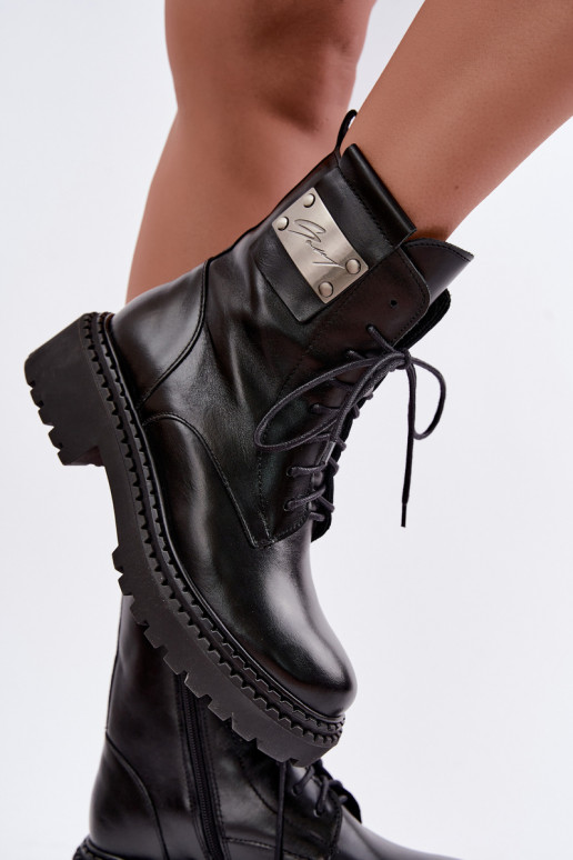 Peau Bottes réchauffer Féminin Avec des décorations Detalem Zazoo 60574 couleur noire