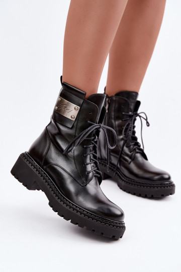 Peau Bottes réchauffer Féminin Avec des décorations Detalem Zazoo 60574 couleur noire 2