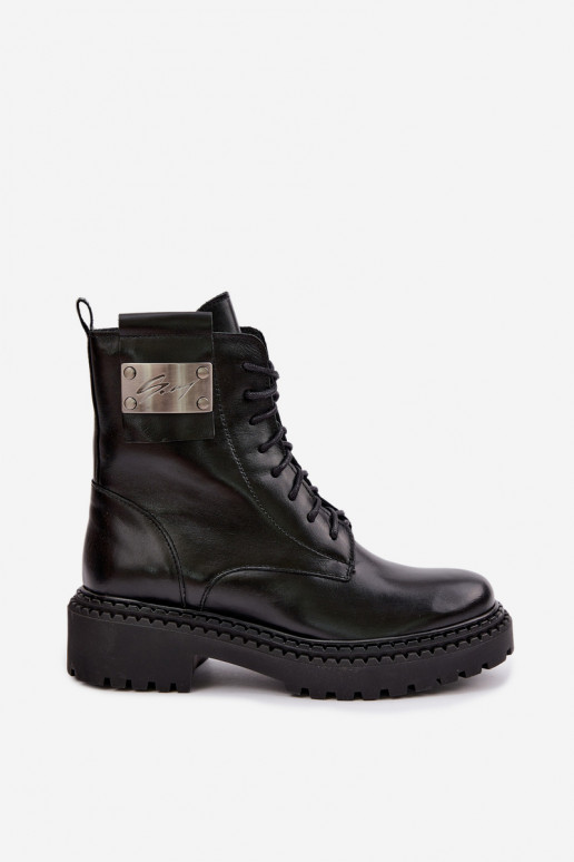 Peau Bottes réchauffer Féminin Avec des décorations Detalem Zazoo 60574 couleur noire
