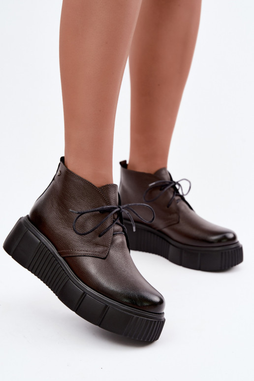 Peau chaussures Féminin avec une plateforme réchauffer Zazoo 60588 CzekoladoÀe