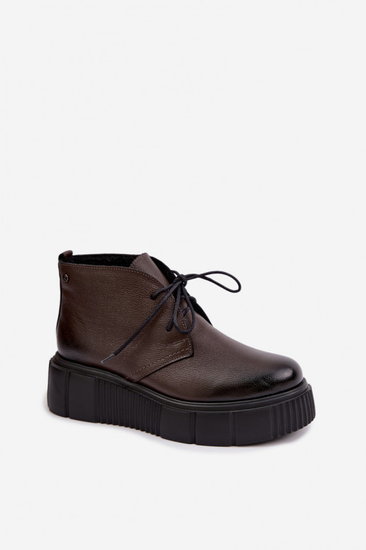 Peau chaussures Féminin avec une plateforme réchauffer Zazoo 60588 CzekoladoÀe