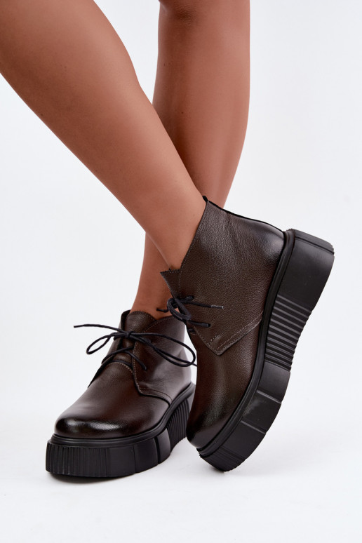 Haut Schuhe Feminin mit einer Plattform sich Zuarm laufen Zazoo 60588 CzekoladoZue