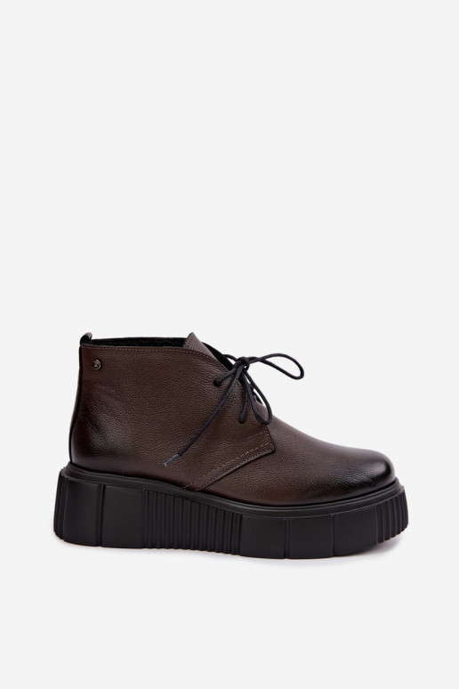 Peau chaussures Féminin avec une plateforme réchauffer Zazoo 60588 CzekoladoÀe