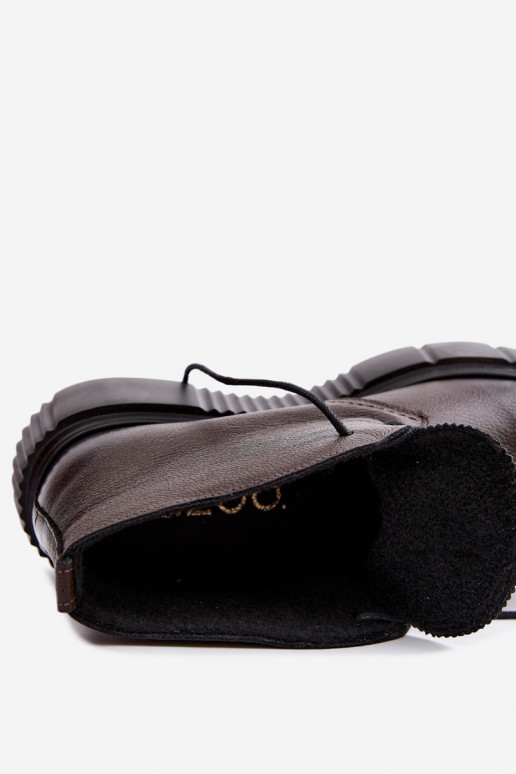 Peau chaussures Féminin avec une plateforme réchauffer Zazoo 60588 CzekoladoÀe