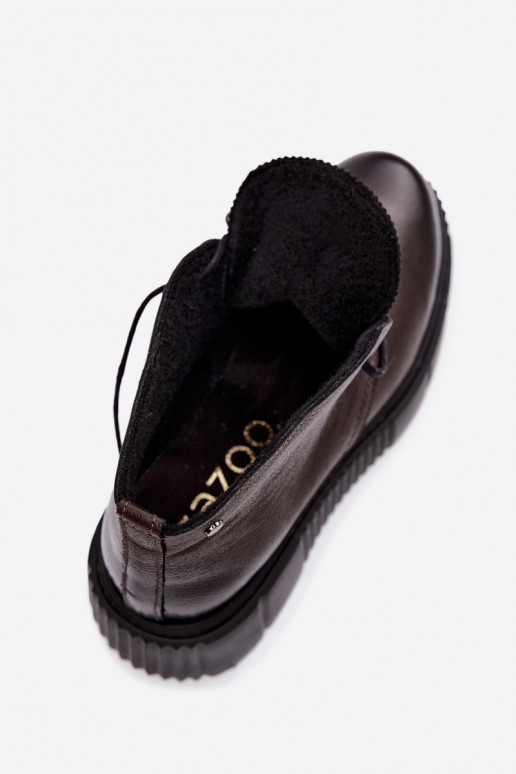 Leer schoenen Dames met platform opInarmen Zazoo 60588 CzekoladoIne