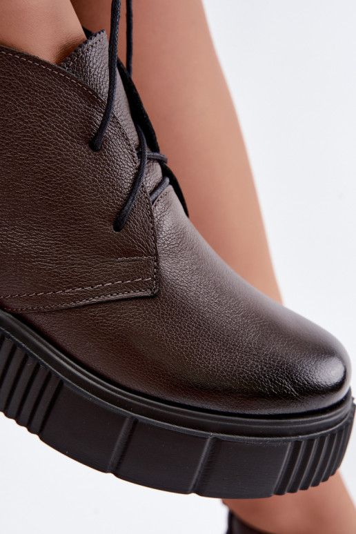 Peau chaussures Féminin avec une plateforme réchauffer Zazoo 60588 CzekoladoÀe
