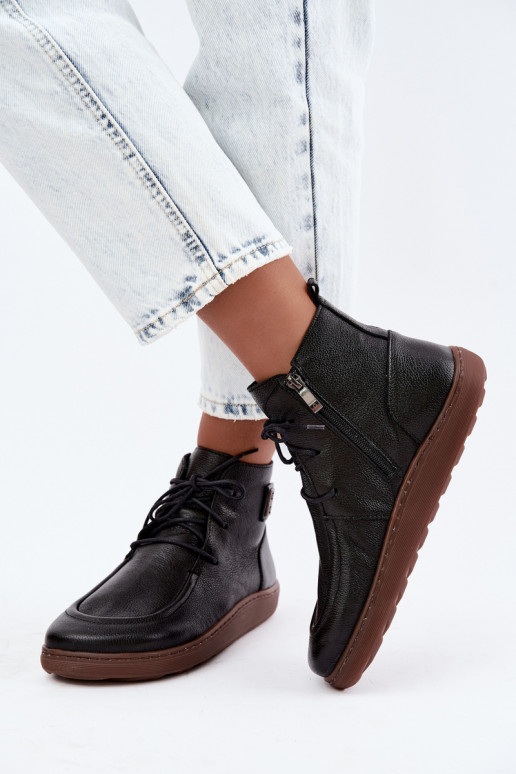 Peau chaussures Féminin Barefoot réchauffer Zazoo 3077 couleur noire