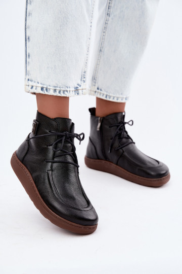 Peau chaussures Féminin Barefoot réchauffer Zazoo 3077 couleur noire 2