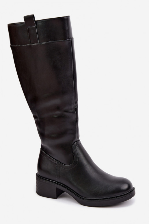 bottes Sur un talon bas réchauffer Sergio Leone KZ-22 couleur noire