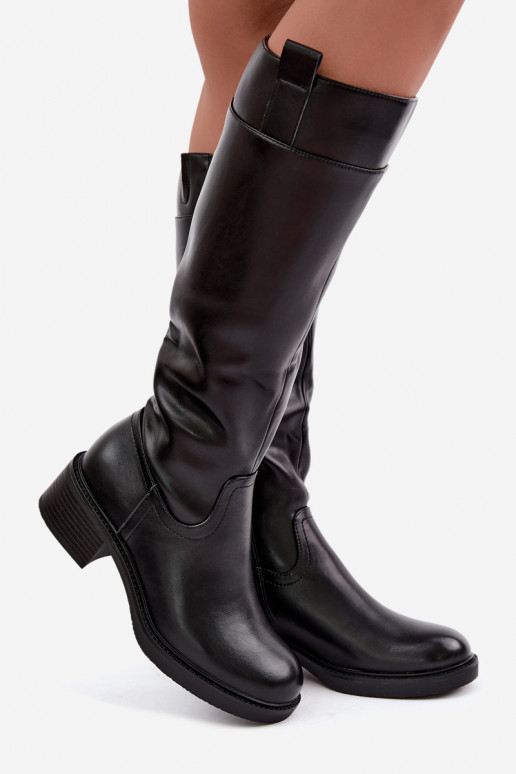 bottes Sur un talon bas réchauffer Sergio Leone KZ-22 couleur noire