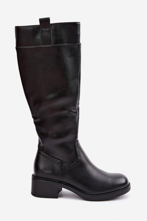 bottes Sur un talon bas réchauffer Sergio Leone KZ-22 couleur noire