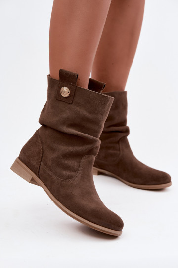 Leer Suede schoenen Dames Met ruches opInarmen Zazoo 4210 bruine kleur 2