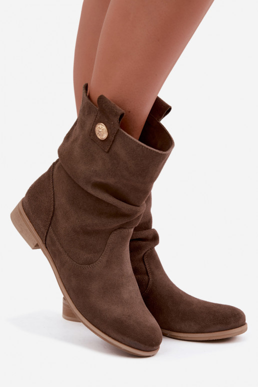 Peau Chaussures en daim Féminin Avec des volants réchauffer Zazoo 4210 marron