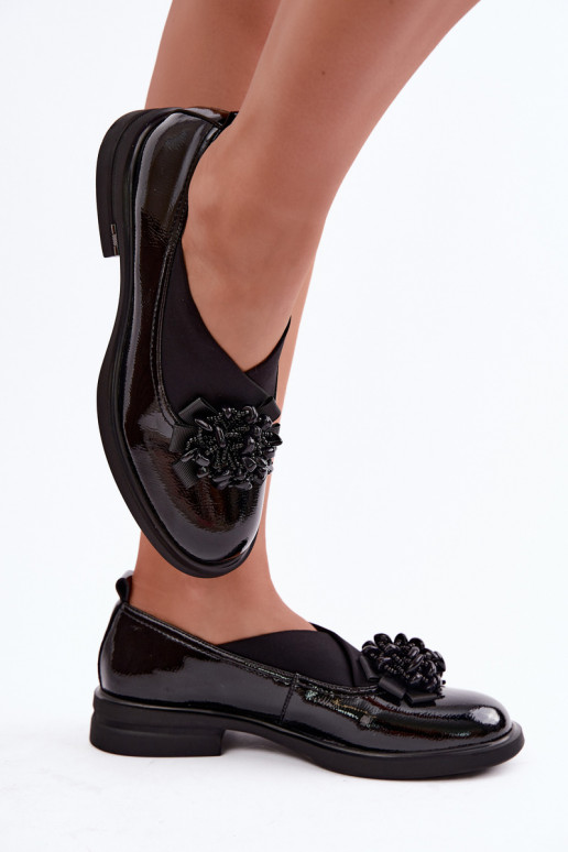 Peau chaussures Féminin avec des ornements T.Sokolski S2 J26-271 avec effet vernis couleur noire